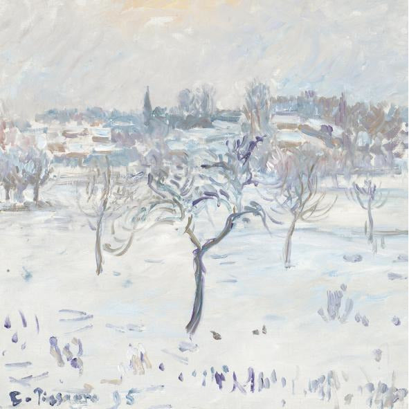 An image chosen to represent Snowy Landscape at Eragny - Christmas card pack