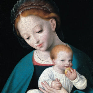 A product image depicting Virgin and Child with an Orange - Christmas card pack