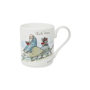 A product image depicting Charles Darwin by Quentin Blake - Fine bone china mug