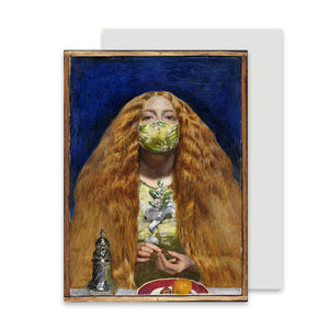 A product image depicting Fitzwilliam Masked Masterpieces: The Bridesmaid - Greetings card