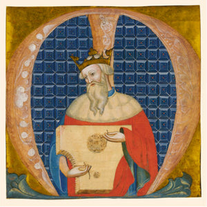 A product image depicting King David (Illuminated letter M) - Christmas card pack