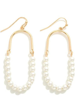 Linked Metal Arch Pearl Earrings