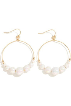 Pearlescent Beads Metal Wire Hoop Earrings