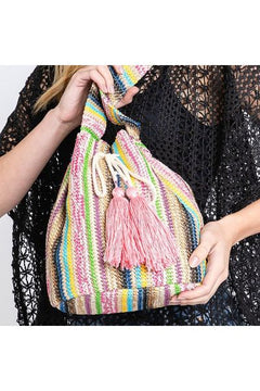 Muliti Colored Drawstring Bucket Purse