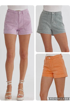 Entro Colored Denim High Waist Shorts