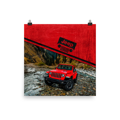 Poster - Off Road Red Jeep Wrangler | Accessories - jeepndriver