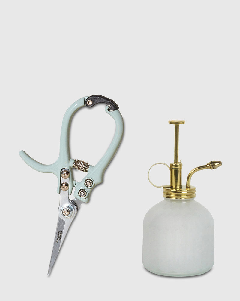 White Plant Mister + Pruning  Shears