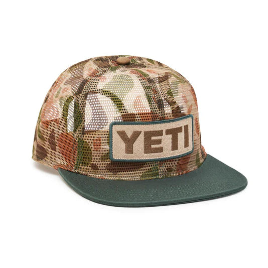 YETI Camo Logo Badge Low Pro Trucker Hat Beige - KHAKI