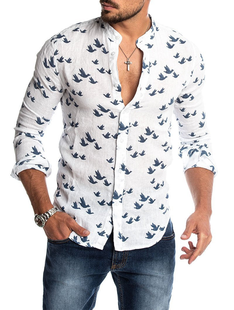 Camisa casual de linho para homem – qqqcoco