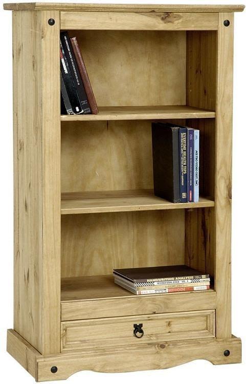 Corona Mexican Pine Small Bookcase With 1 Drawer Pine Oak