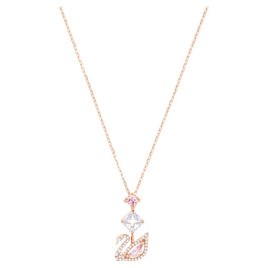 Dazzling Swan necklace, Swan, Pink, Rose gold-tone plated