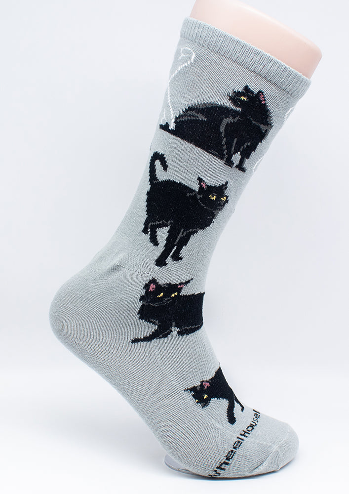 Black Cat Dog Breed Novelty Socks Gray | Doggy Style Gifts