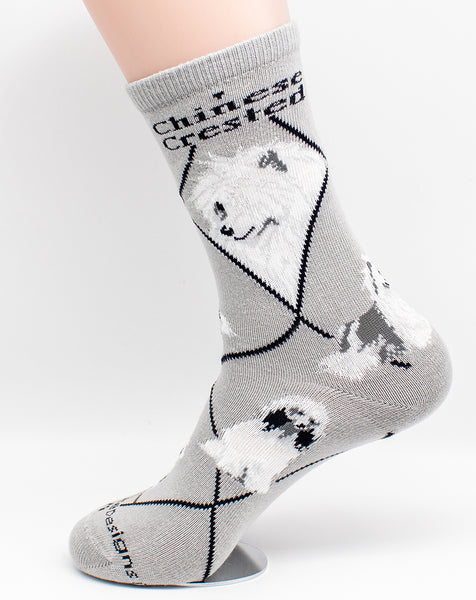 Chinese Crested Dog Breed Novelty Socks Gray | Doggy Style Gifts