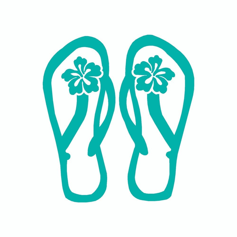 Flip Flop Hibiscus Vinyl Car Sticker | Doggy Style Gifts