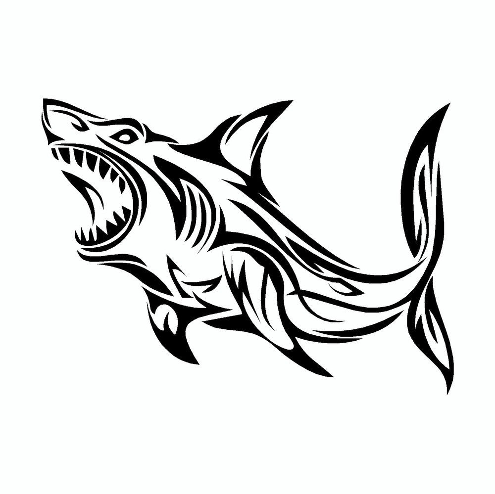 Download Great White Shark Tribal Vinyl Car Sticker | Doggy Style Gifts