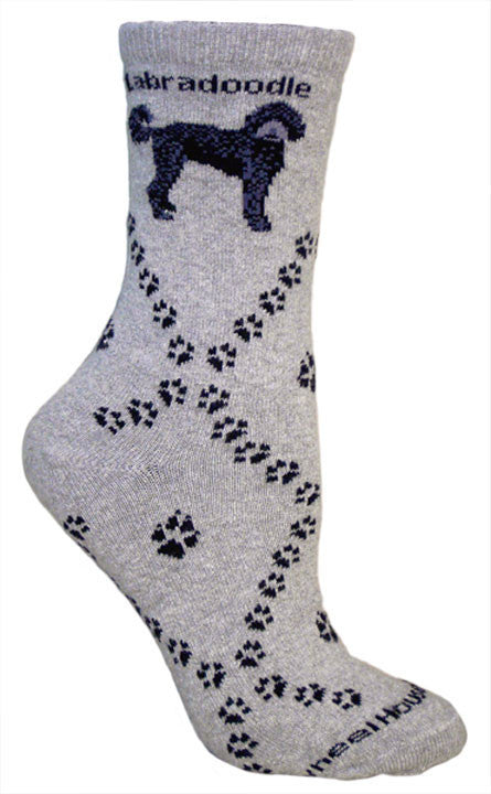 Labradoodle Dog Breed Novelty Socks Gray | Doggy Style Gifts