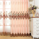 ANVIGE Roral Fashion Embroidered Curtains With Luxury Valance,Blackout and Sheer Window Curtain With Grommet Top,52''Wx84''L,1 Panel