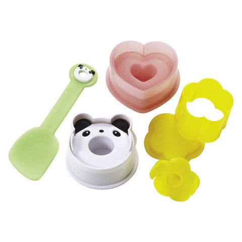 Set de moldes para arroz (panda, flor y corazón)