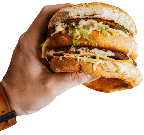 Hand with burger