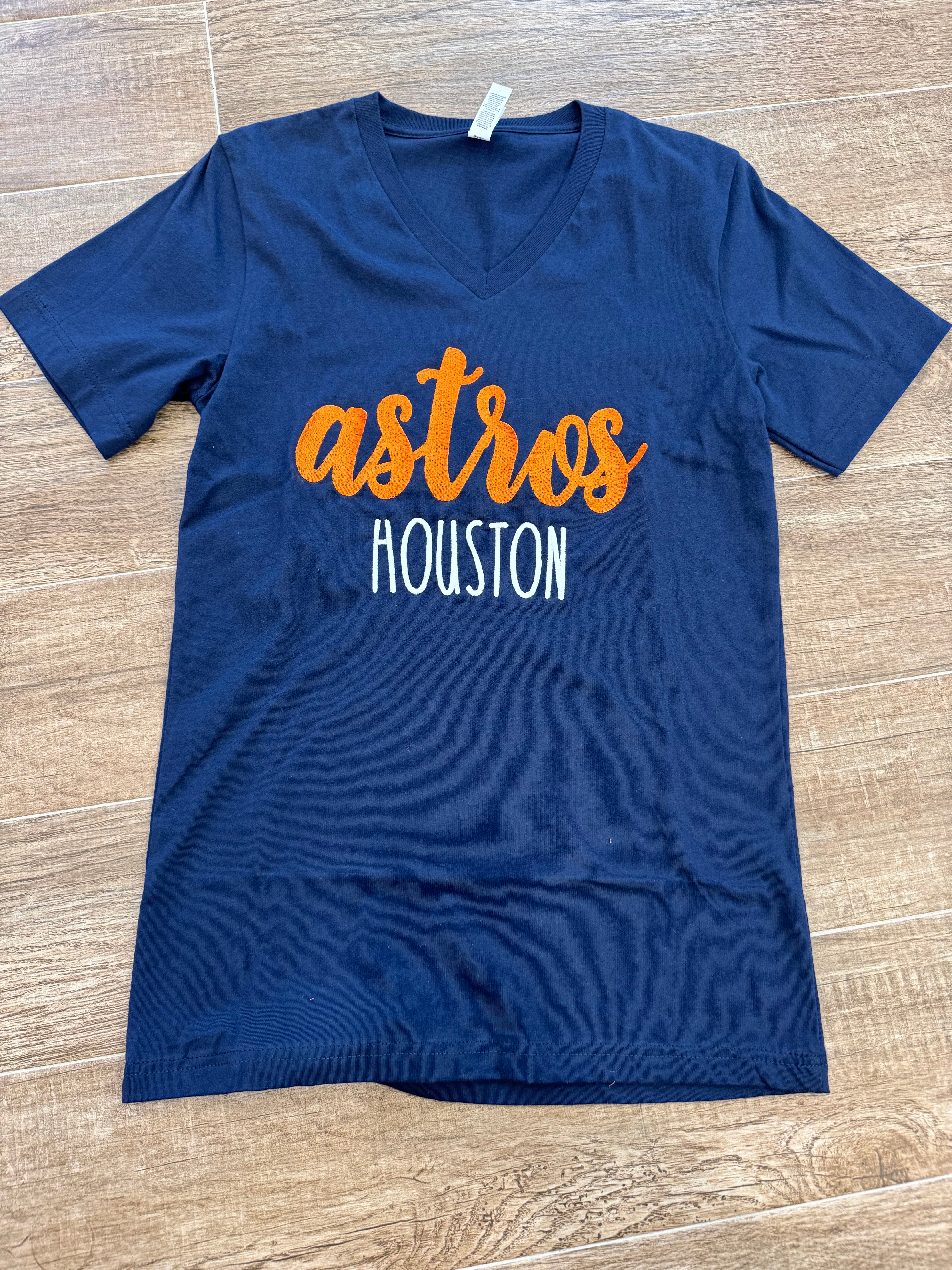 Astros Embroidered V Neck Tee