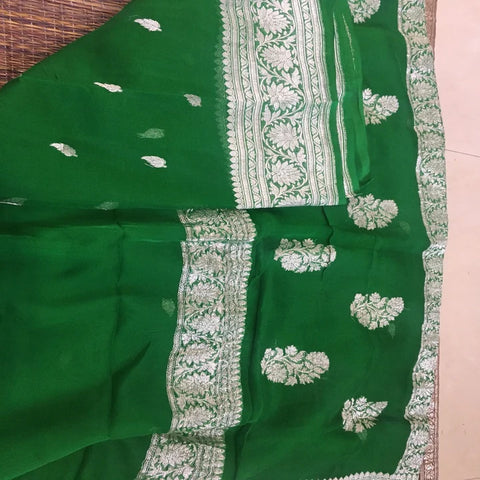Green Khaddi Georgette Banarasi Saree online