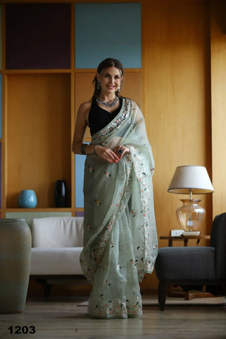 Green Organza Saree