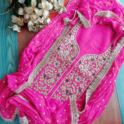 Hot Pink Gotawork Salwar Suit