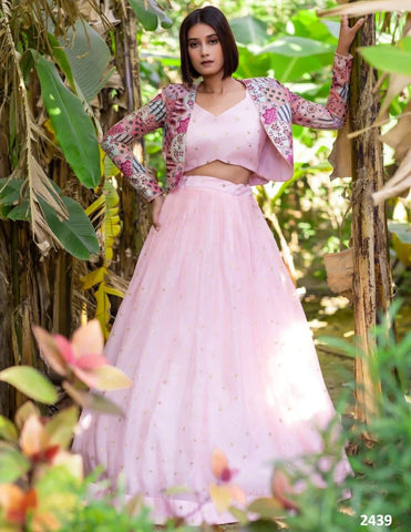 Stylish Pink Readymade Lehenga