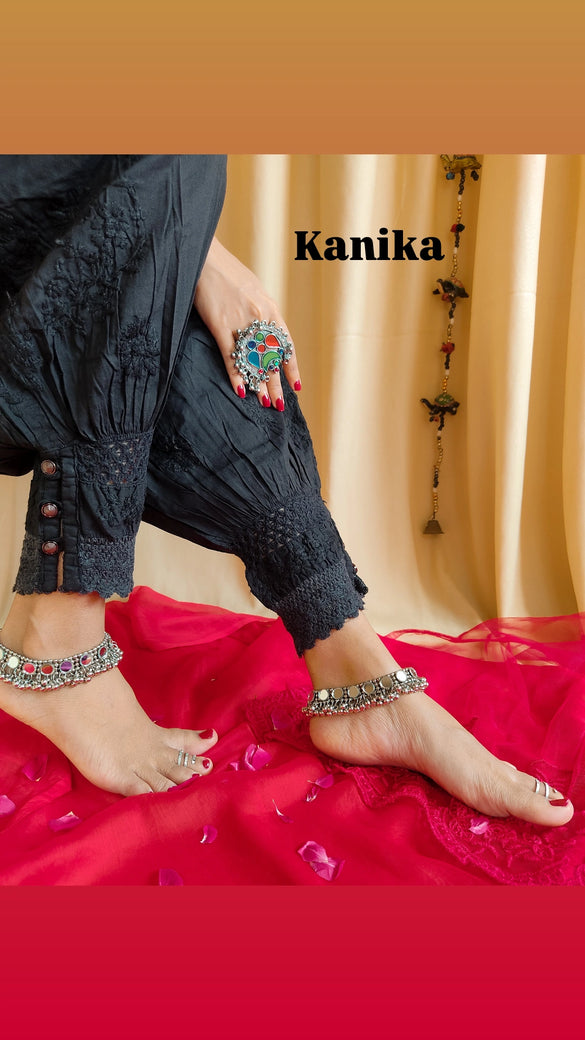 Kanika Black Chikankari Afghani Salwar
