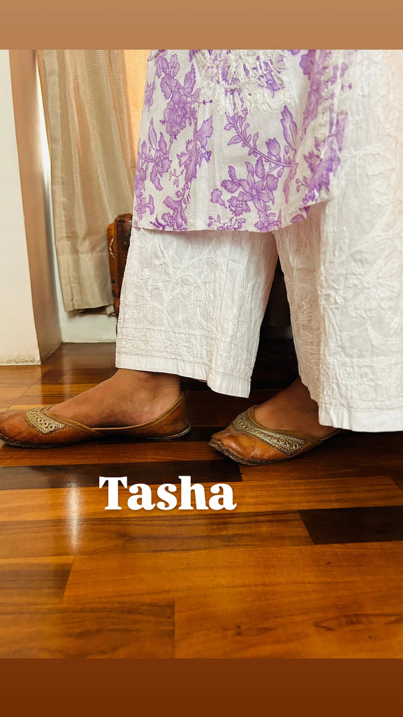 Tasha White Palazzo with Lucknowi Chikankari