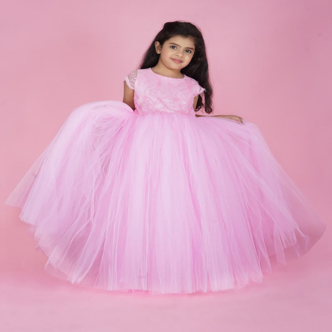 baby pink colour gown party wear