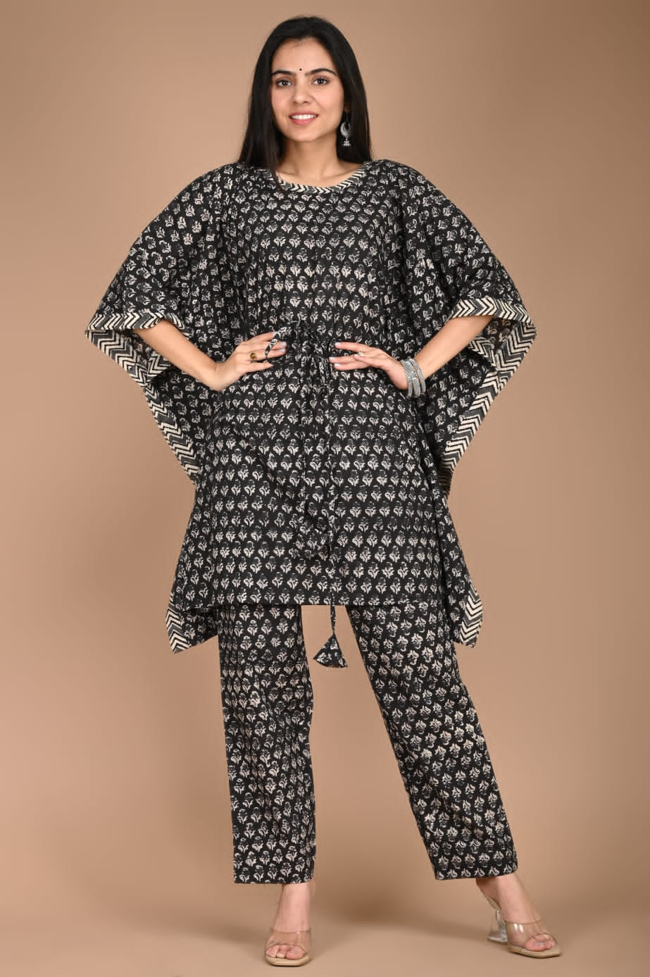 Black Printed Kaftan Set| Buy Now Cotton Kaftan Sets Online|Jhakhas ...