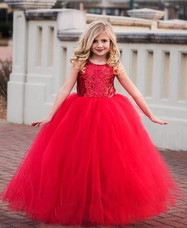 baby red party dress