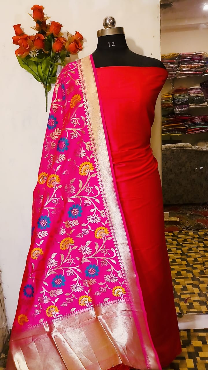 Pink Banarasi Silk Katan Suit online