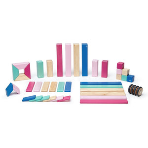 Tegu magnetic block set 42-pieces in blossom, flat lay