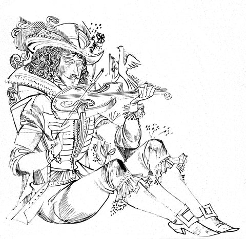 17th Century Violinist-Coloring Page