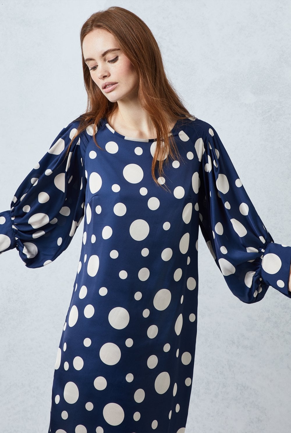 polka dot puff sleeve dress