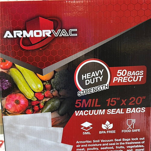 DL ArmorVac 11x24 5mil Precut Vacuum Seal Bags Black & Clear 100 Pack