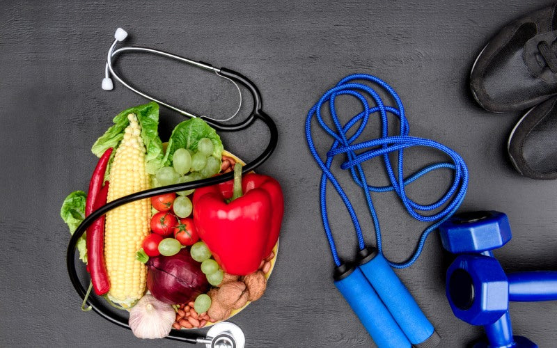 stethoscope organic food and sport equipment