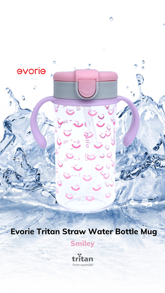 Evorie Tritan Toddler Sippy Cup with Silicone Straw Spill-Proof Straw Water  Bottle for Kids 1-4 Years Old 10 oz Removable Handles Ideal for School  Happy Valley