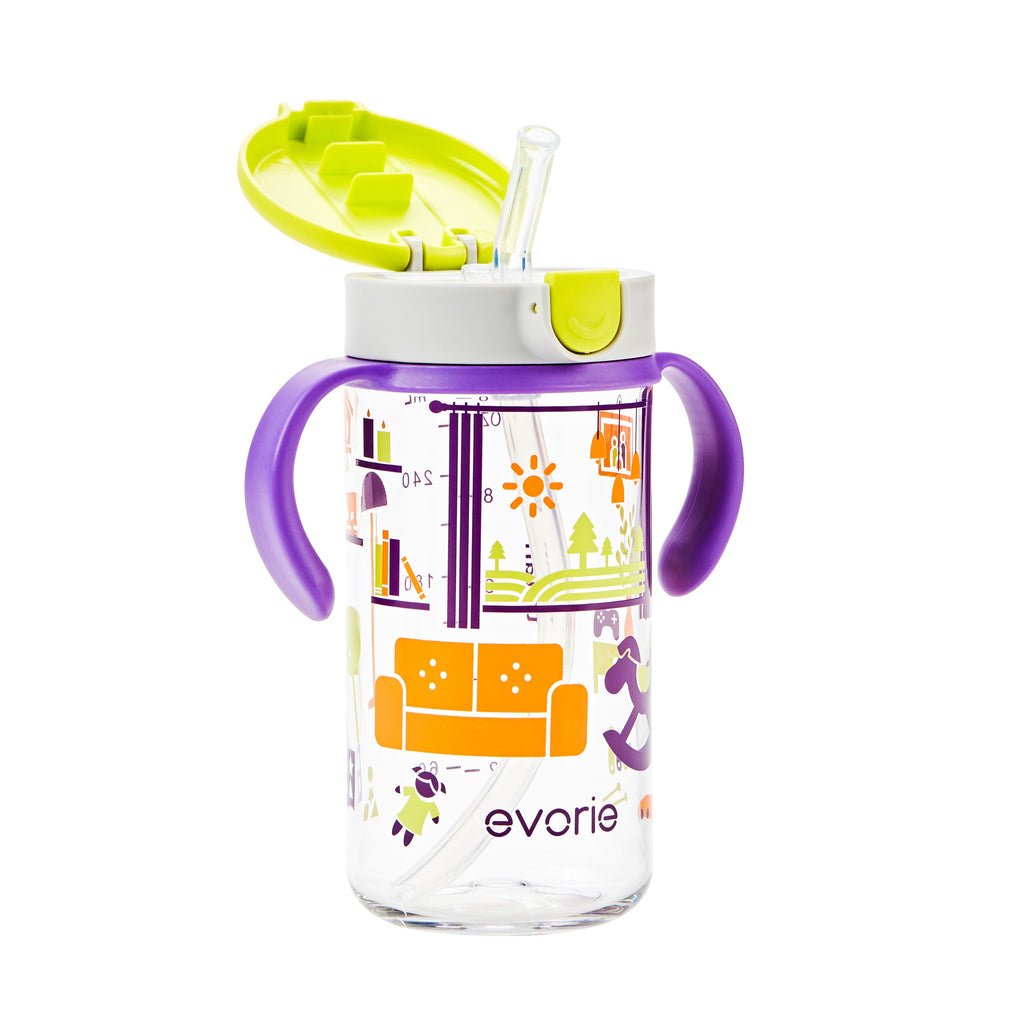 Evorie Tritan Kids Drinking Spout Water Bottle 380mL, Red Rabbit