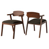 Moira Mid-Century Modern Dining Armchair with Wood Seat Back (Set of 2)