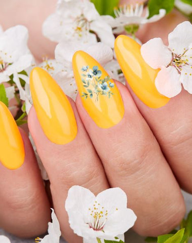 yellow blue flower nail tutorial