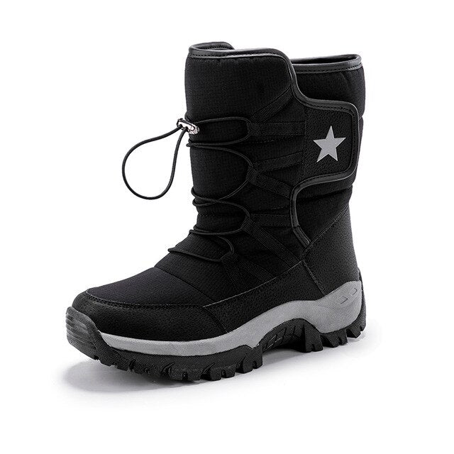 black leather snow boots ladies