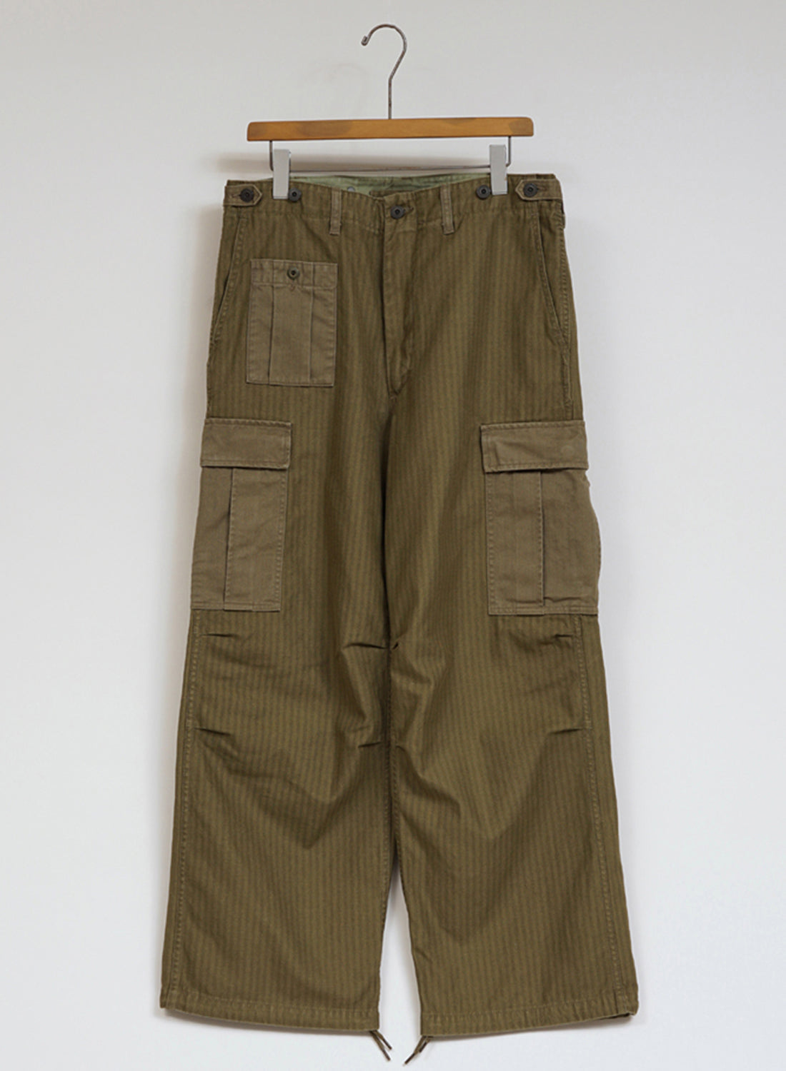 Nigel Cabourn Army Cargo Pant Nano Pigment Herringbone Twill in Green