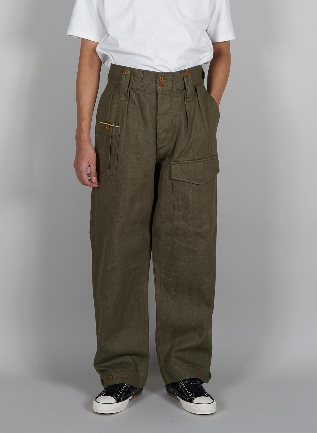 British Army Pant Loose Denim in Green – Nigel Cabourn