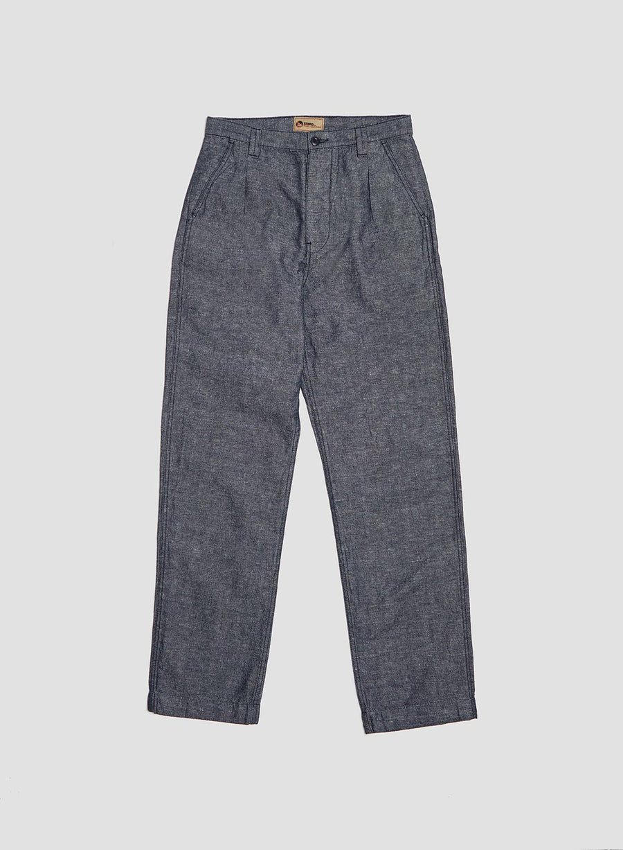 Nigel Cabourn Pleated Chino in Navy (cotton/linen)