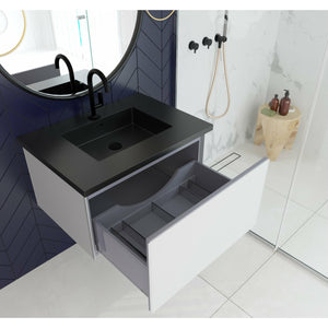 Laviva Vitri 30" Cloud White Bathroom Vanity with Matte Black VIVA Stone Solid Surface Countertop - 313VTR-30CW-MB - New Star Living
