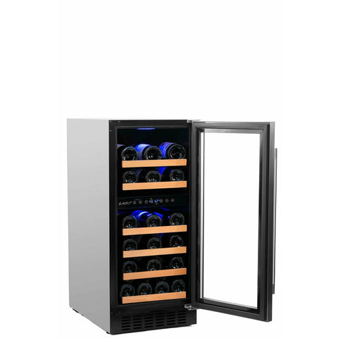 Image of Smith and Hanks 32 Bottle Dual Zone Wine Cooler, Stainless Steel Door Trim -RE100006 - New Star Living