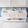 Image of Vinnova Grayson 72" Double Vanity in White and Composite Carrara White Stone Countertop Without Mirror - 784072-WH-WS-NM - New Star Living